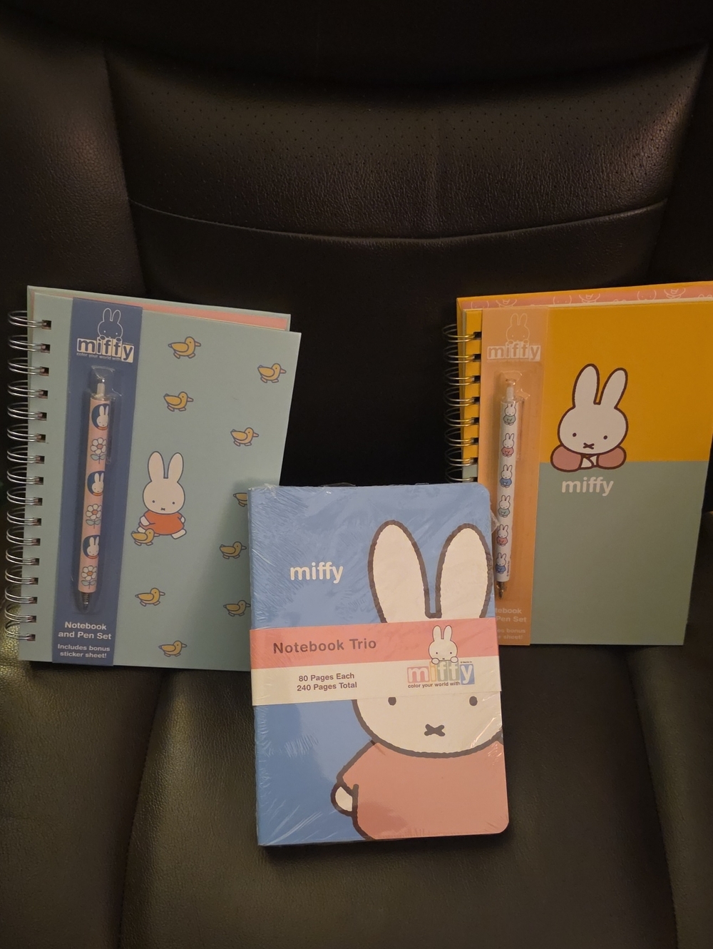 miffy Notebook Trio and Matching Pen Sets - Blue, Yellow, Pastel